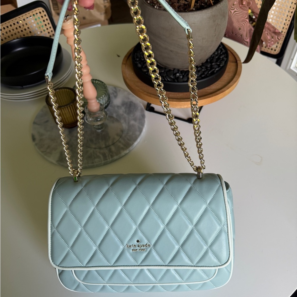 Kate Spade Blue and Gold Quilted Shoulder Bag - Picture 3 of 8